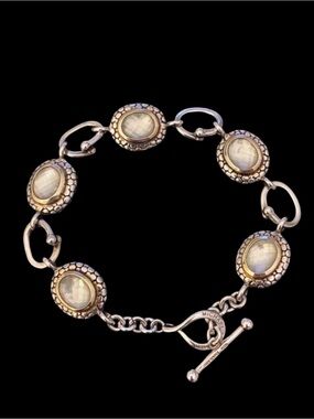 Michael Dawkins .925 Sterling Silver Mother of Pearl Doublet Link Bracelet